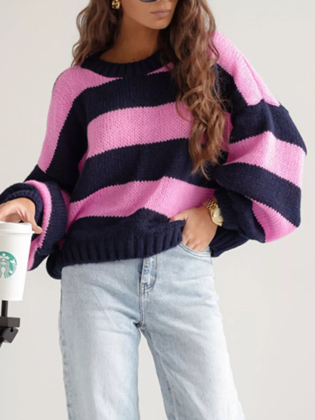 Striped Dropped Shoulder Sweater