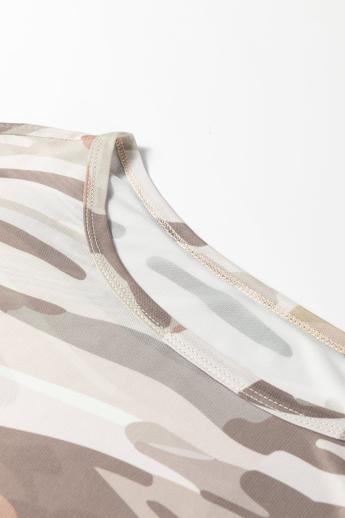 Plus Size Western Camo Mesh Long Sleeve Top