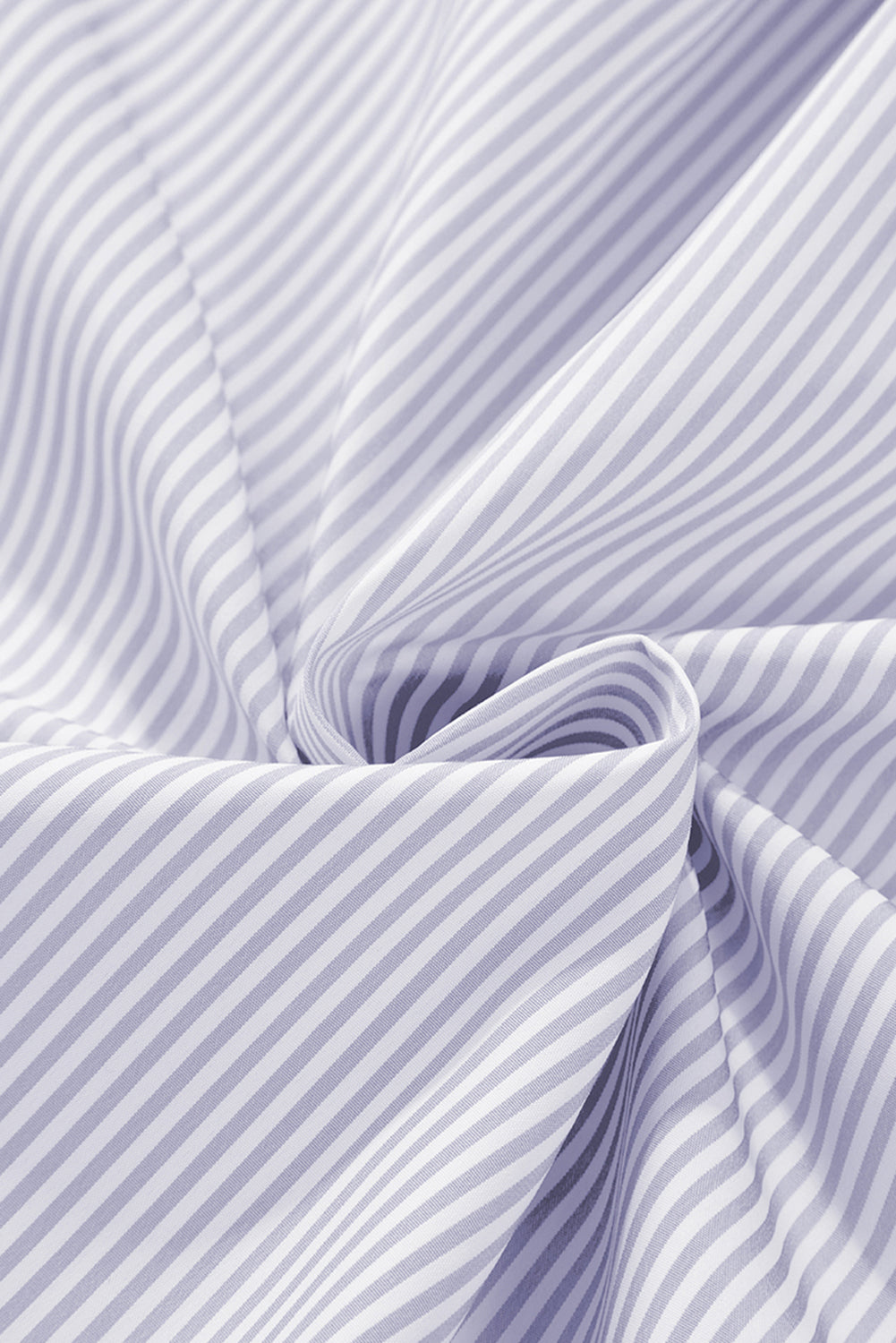 Stripe Shirred Cuff Button-Up Shirt