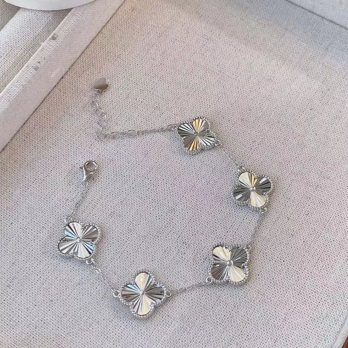 925 Sterling Silver Chain Four Leaf Clover Bracelet