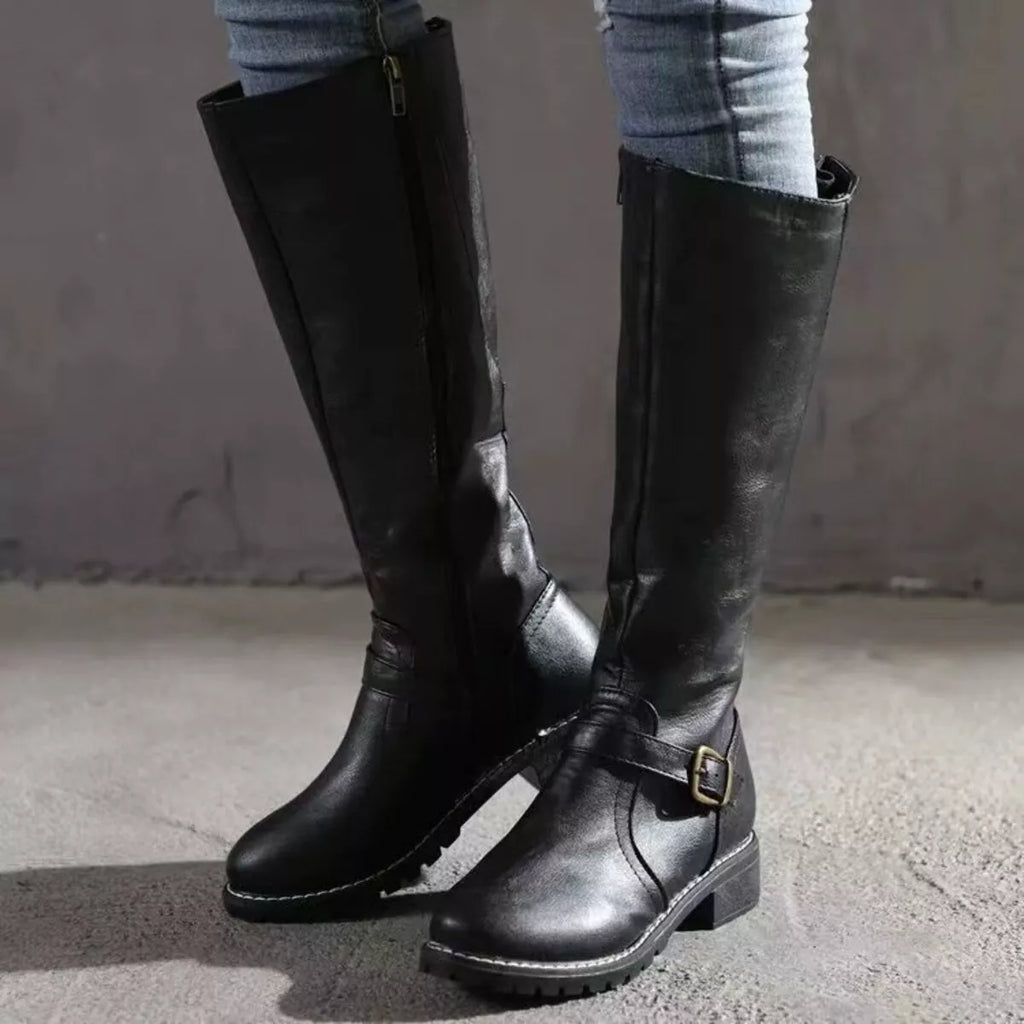 Round Toe Block Heels Boots