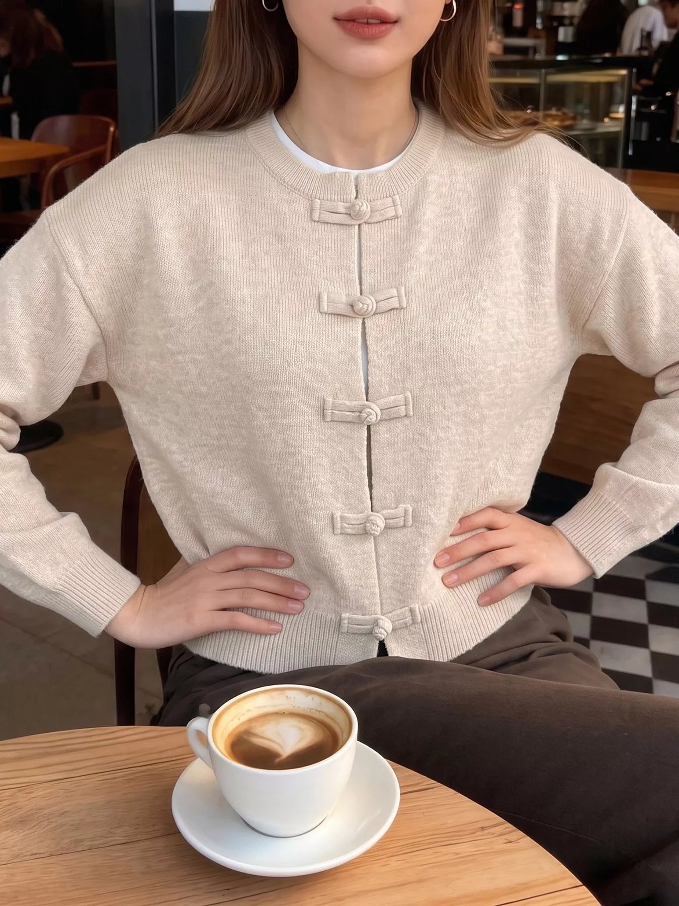 Button Up Dropped Shoulder Cardigan