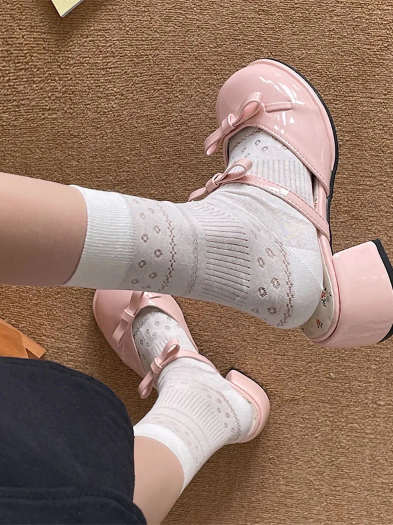 Bow Round Toe Block Heel Sandals