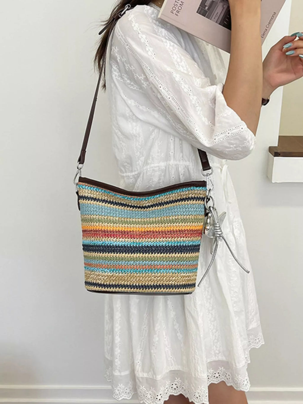 Striped Woven Crossbody Bag
