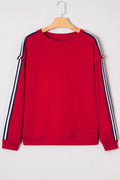 Varsity Stripe Contrast Ribbed Trim Sweatshirt