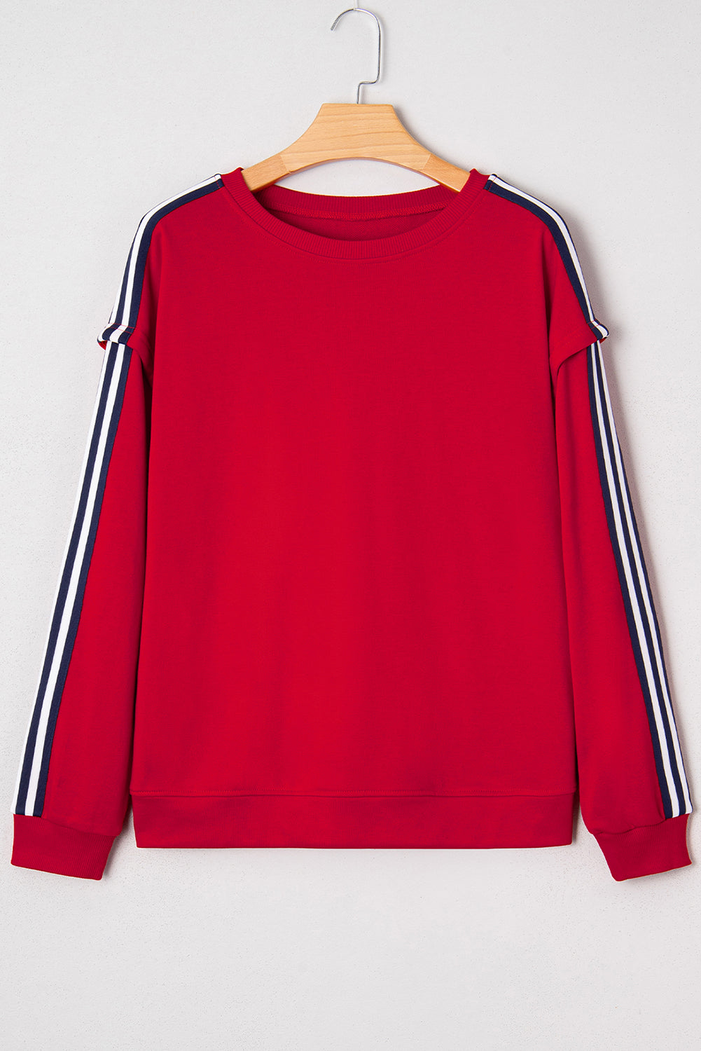 Varsity Stripe Contrast Ribbed Trim Sweatshirt