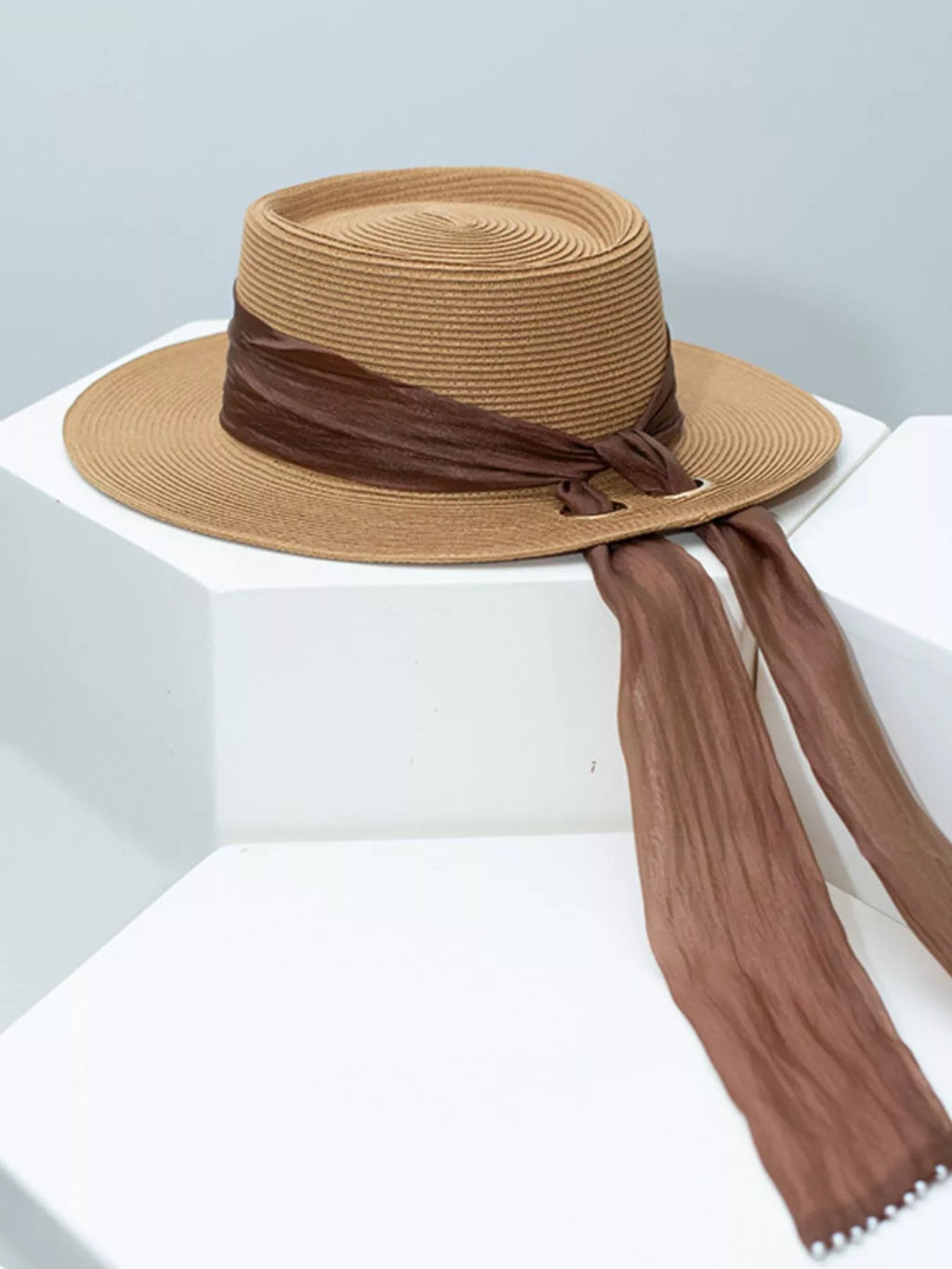 Ribbon Accent Straw Sun Hat