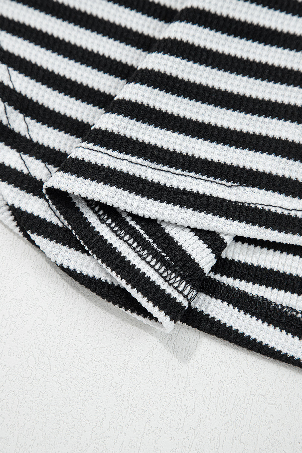 Stripe Thermal Knit Drop Shoulder Top