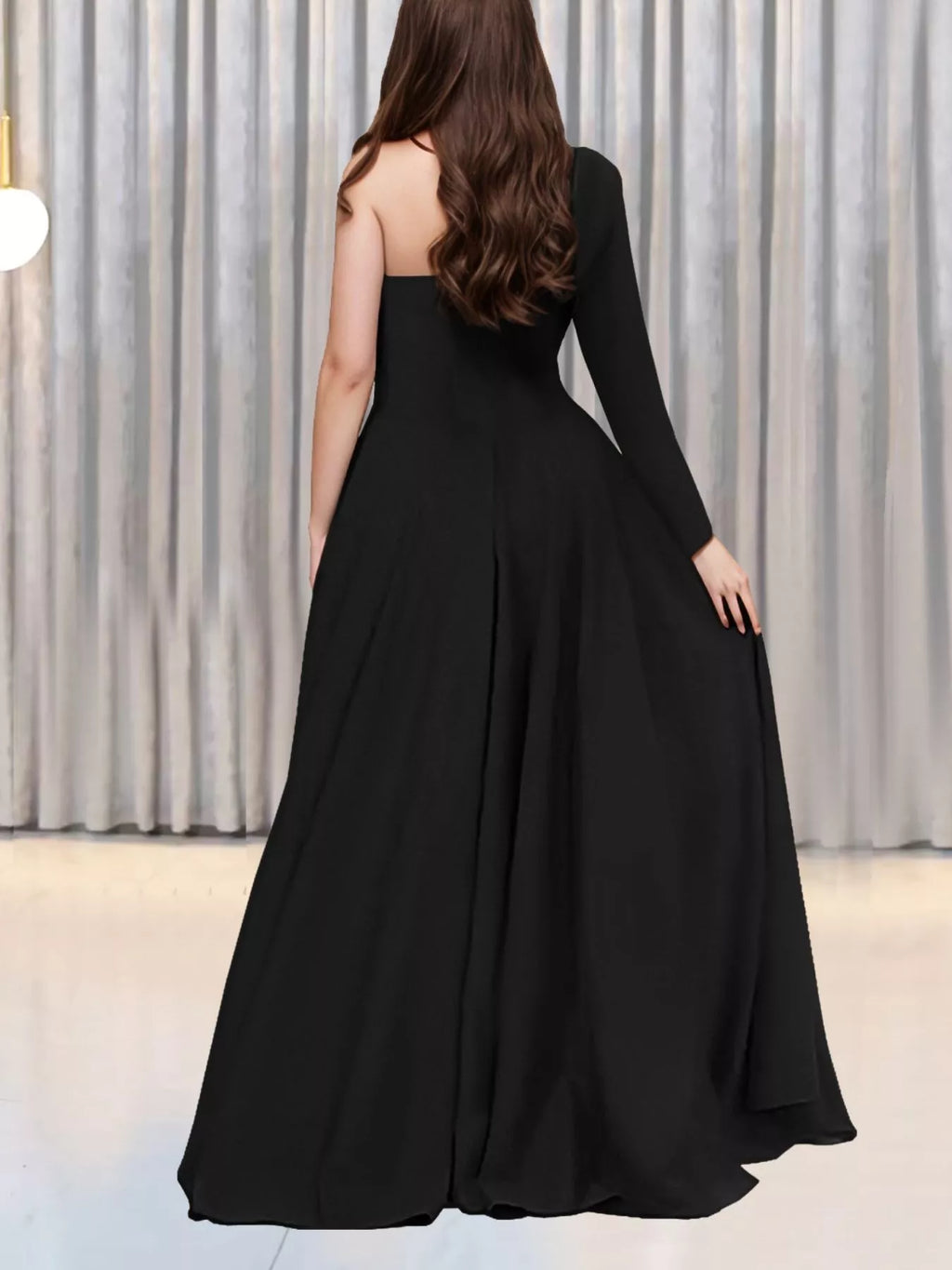 Slit Rhinestone One Shoulder Maxi Dress