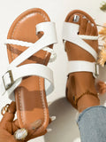 Toe Loop Buckle Flats Sandals
