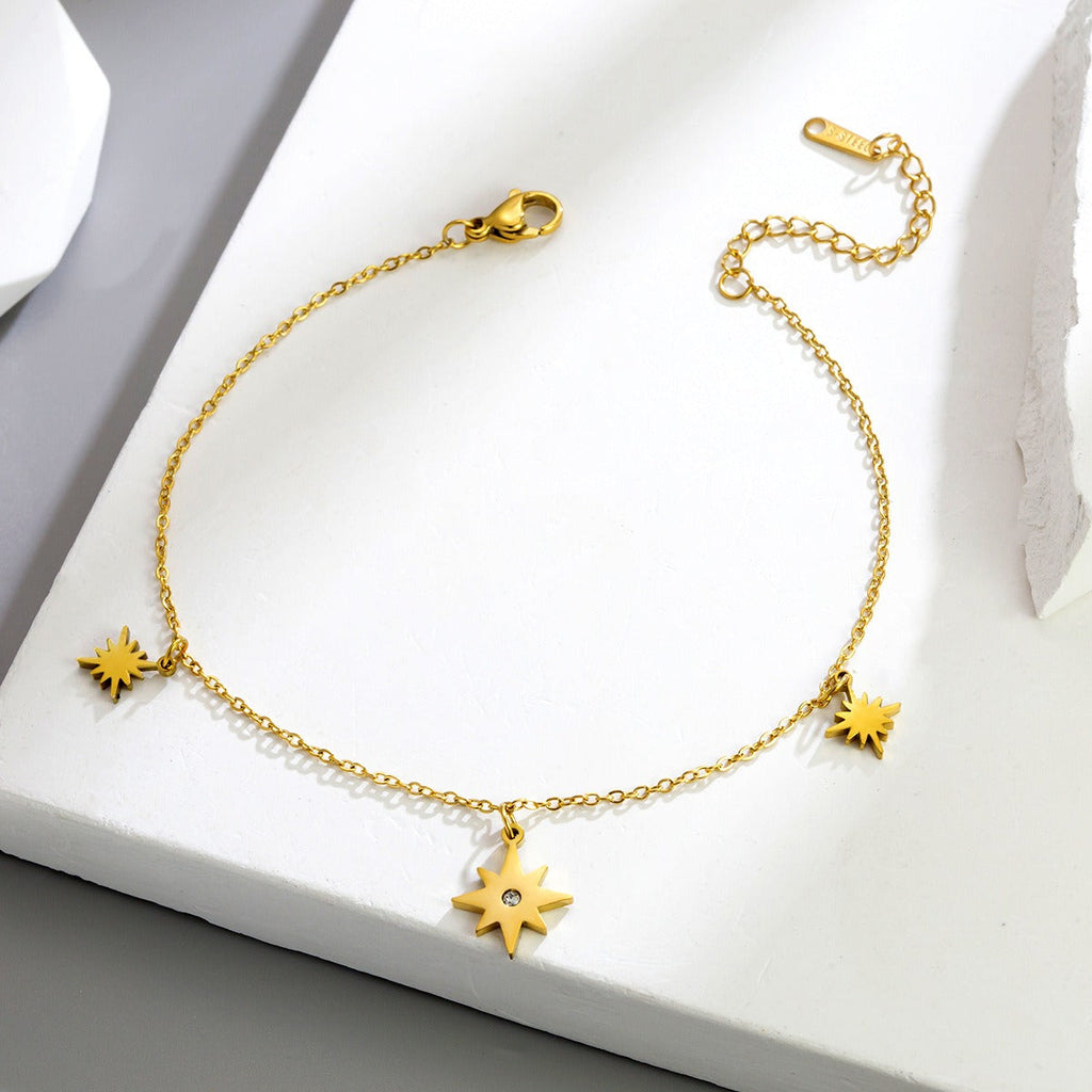 18k gold personalized star women's anklet