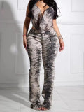 Animal Print Sleeveless Top and Pants Set