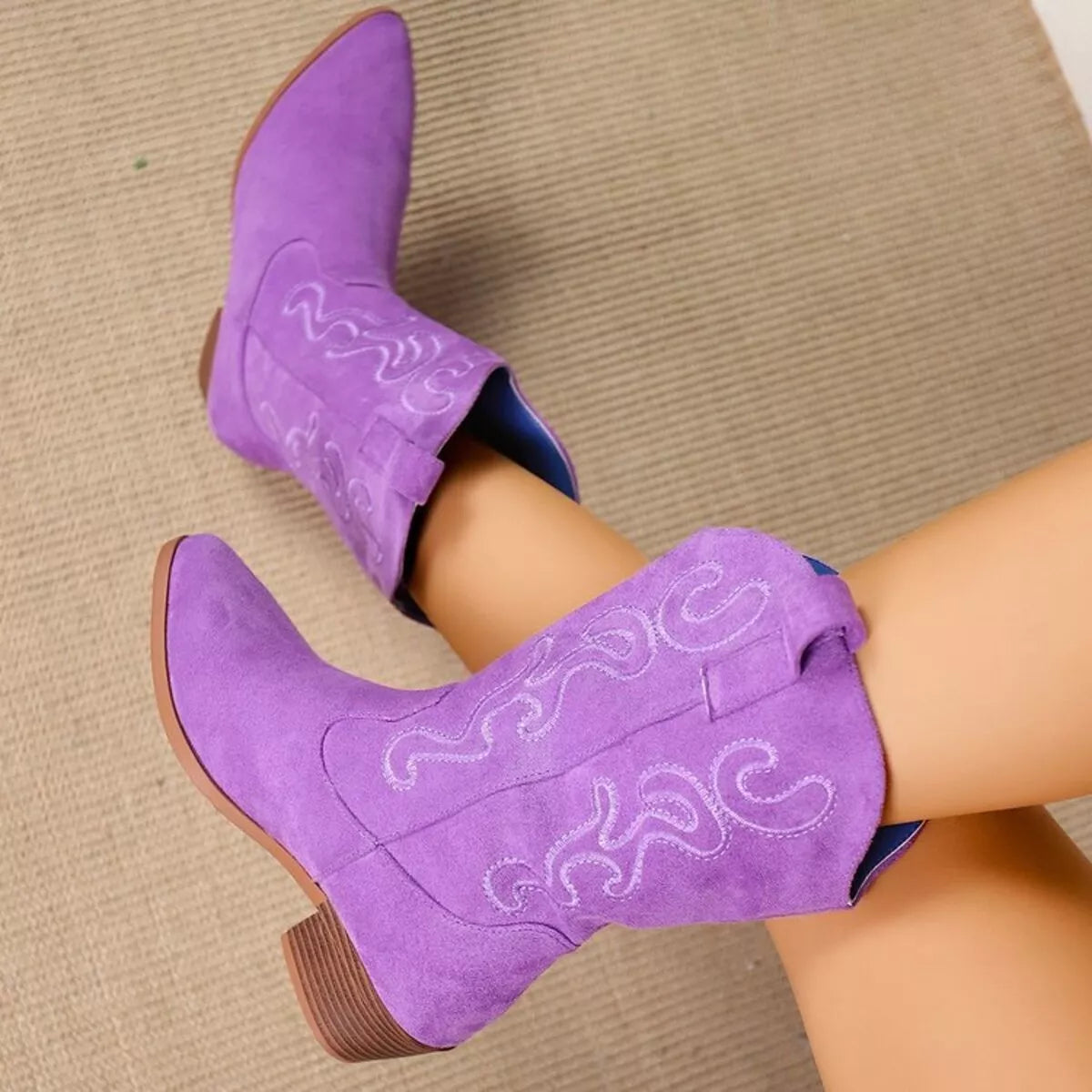 Point Toe Block Heels Boots