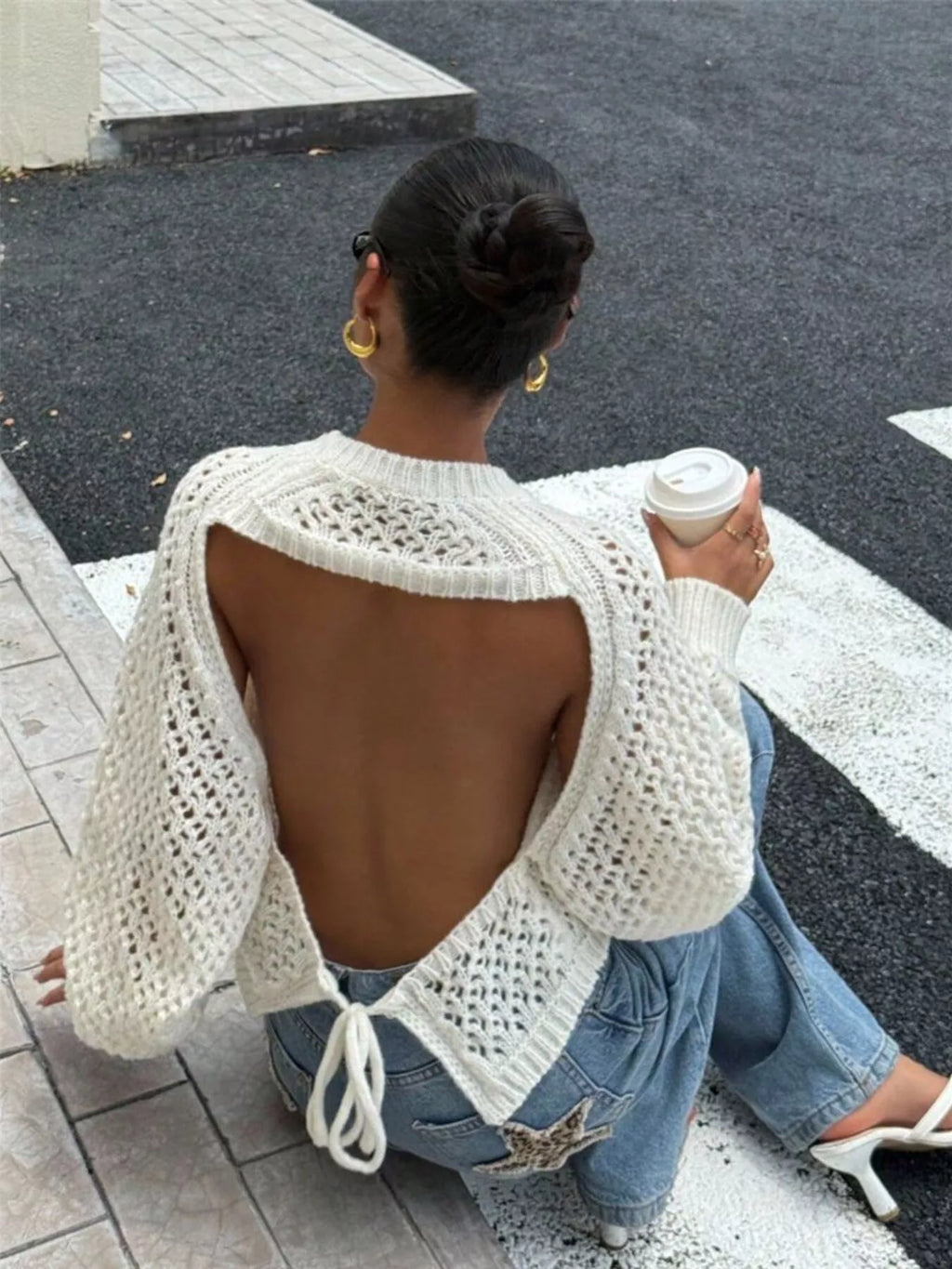 Crochet Knit Raglan Sleeve Sweater