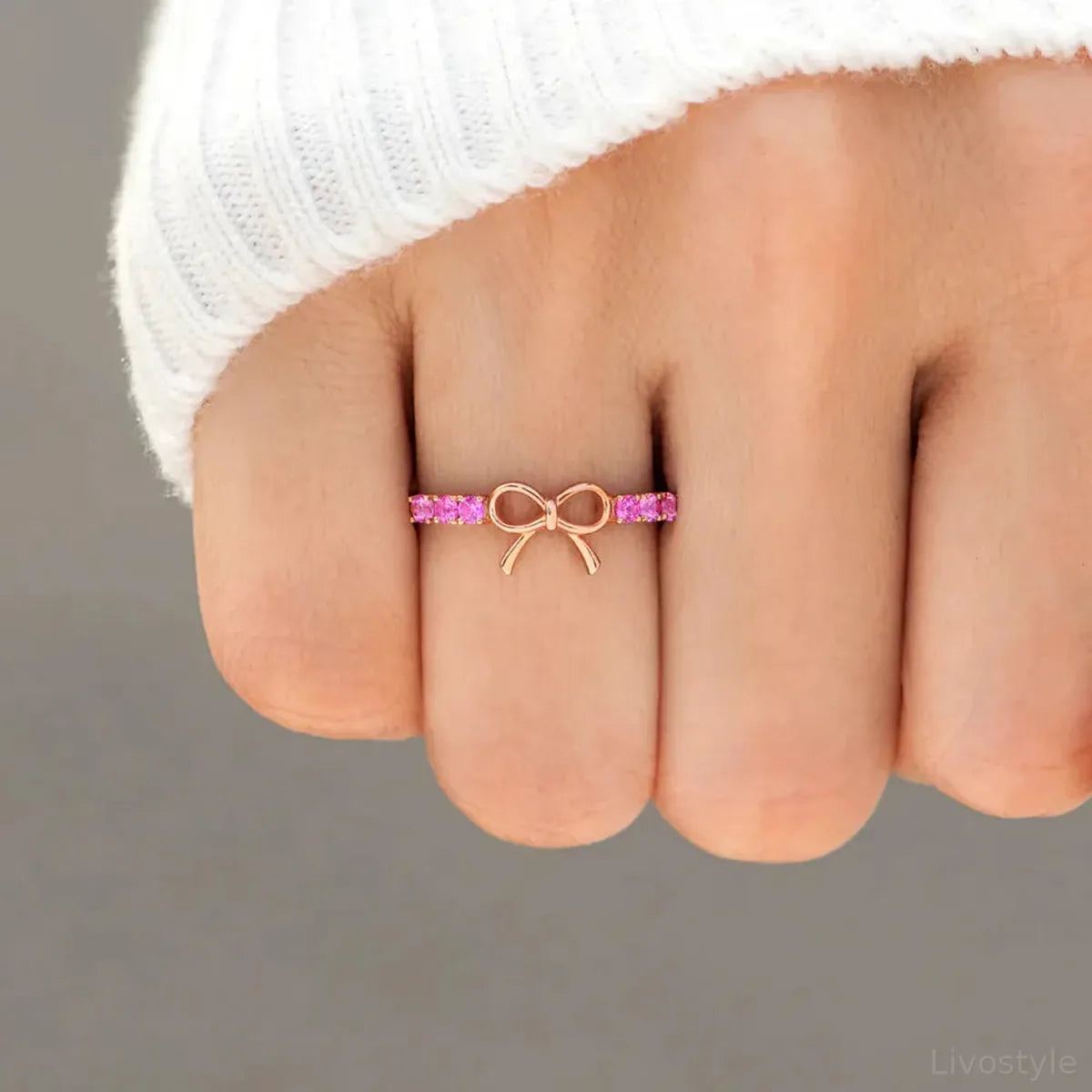 925 Sterling Silver Bow Ring in Rose Gold