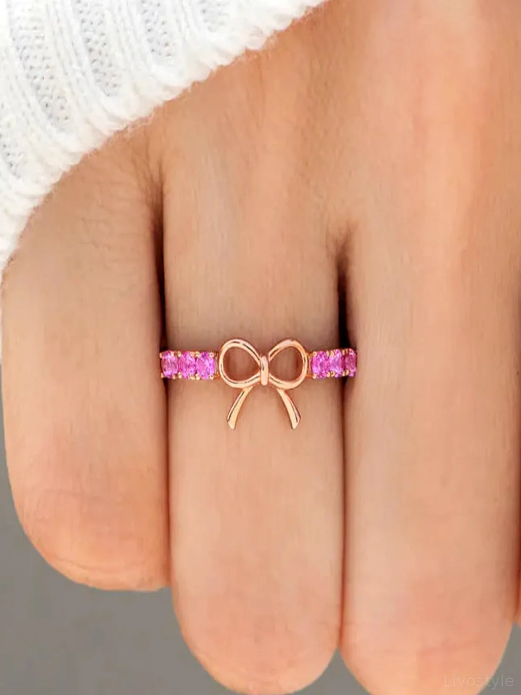 925 Sterling Silver Bow Ring in Rose Gold