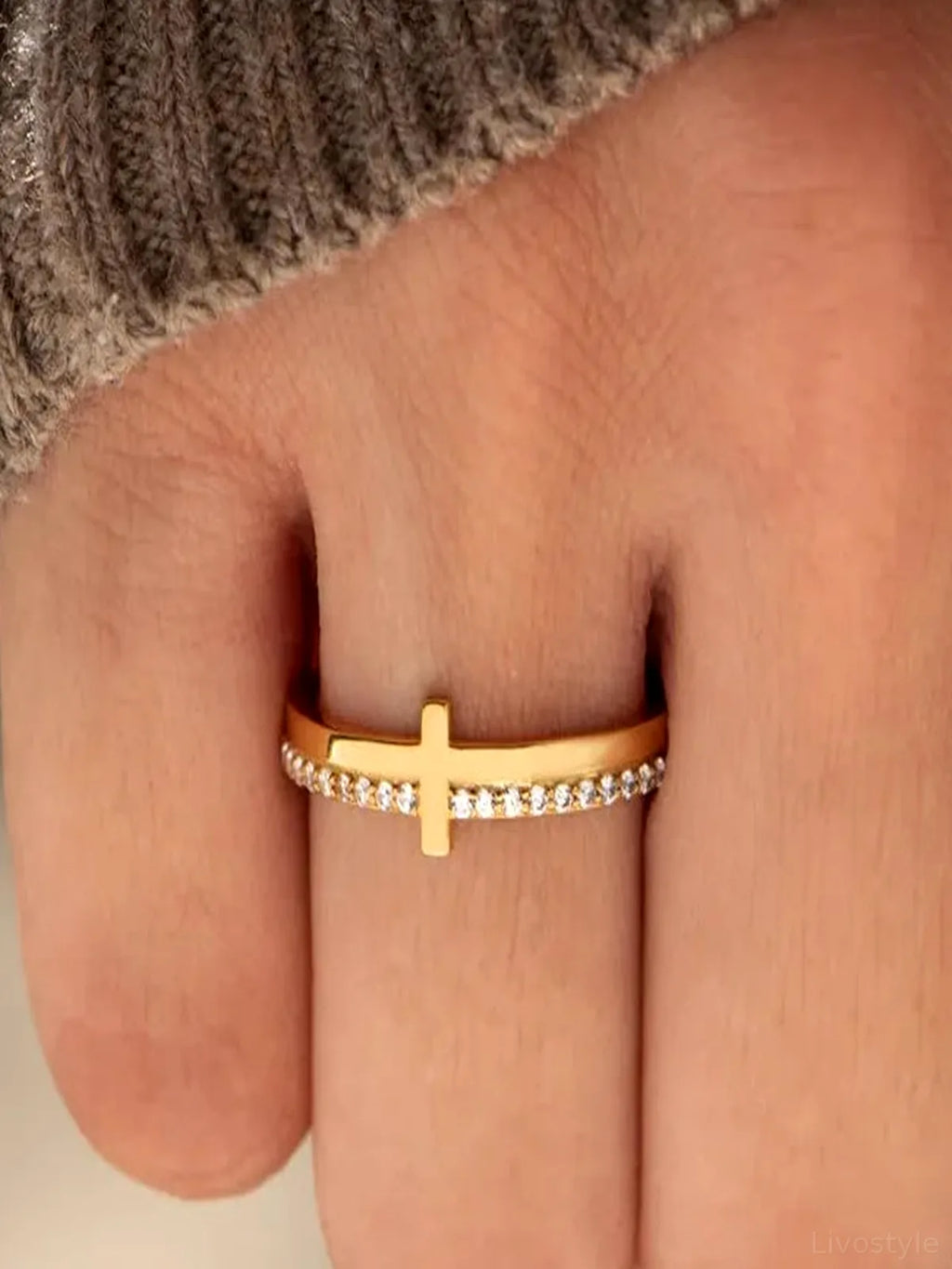925 Sterling Silver Dainty Cross Ring