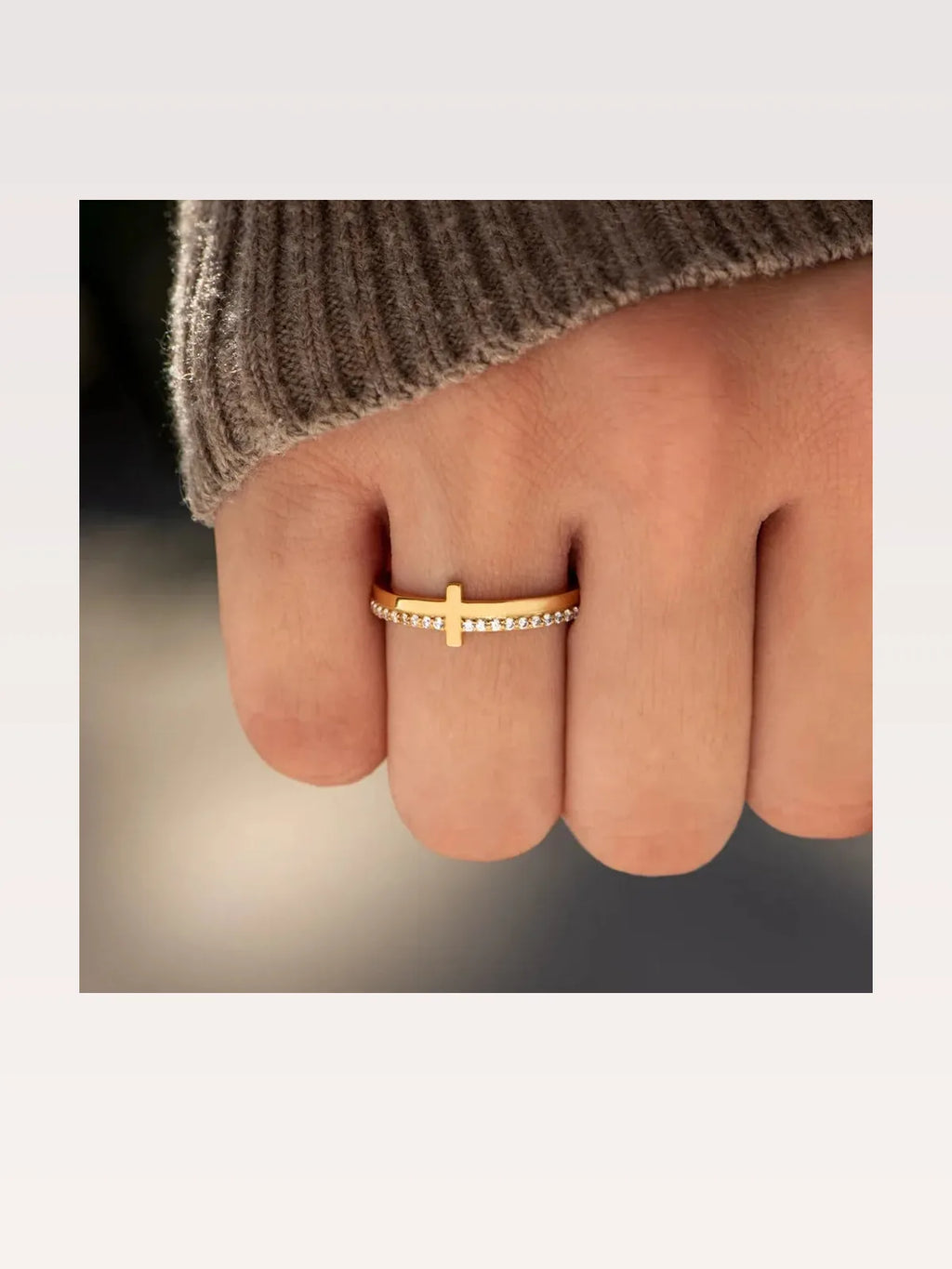 925 Sterling Silver Dainty Cross Ring