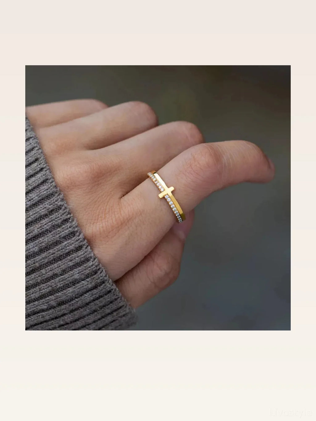 925 Sterling Silver Pavé Cross Ring