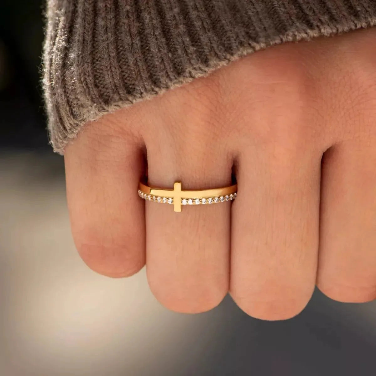 925 Sterling Silver Dainty Cross Stacking Ring
