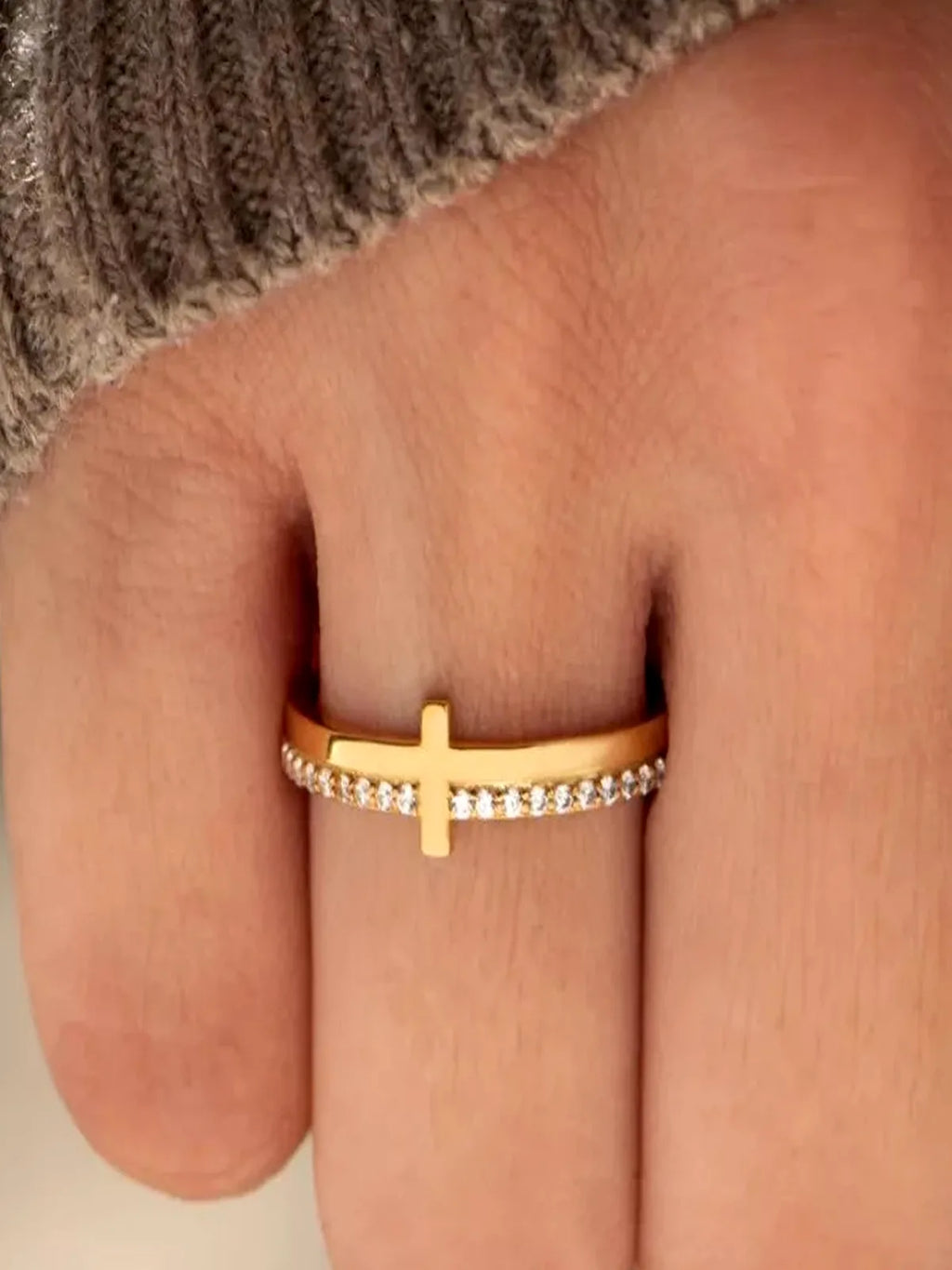 925 Sterling Silver Dainty Cross Stacking Ring
