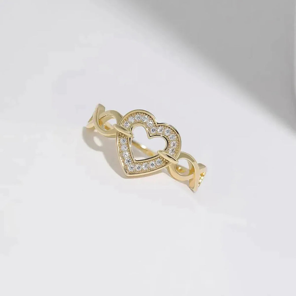 925 Sterling Silver Pavé Heart Ring