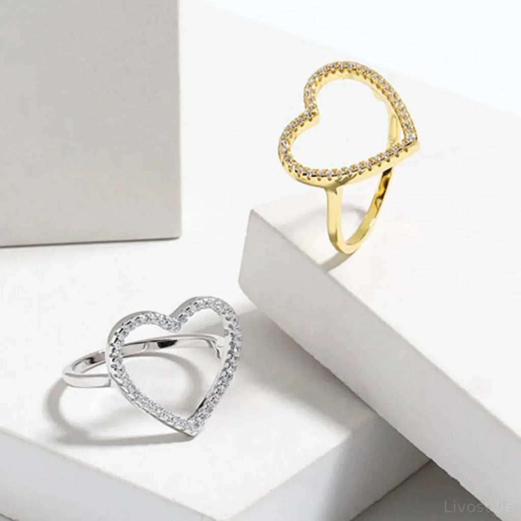 925 Sterling Silver Zircon Heart Ring