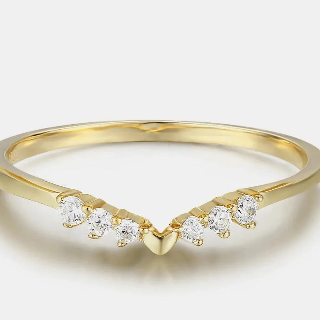 925 Sterling Silver Zircon Chevron Ring
