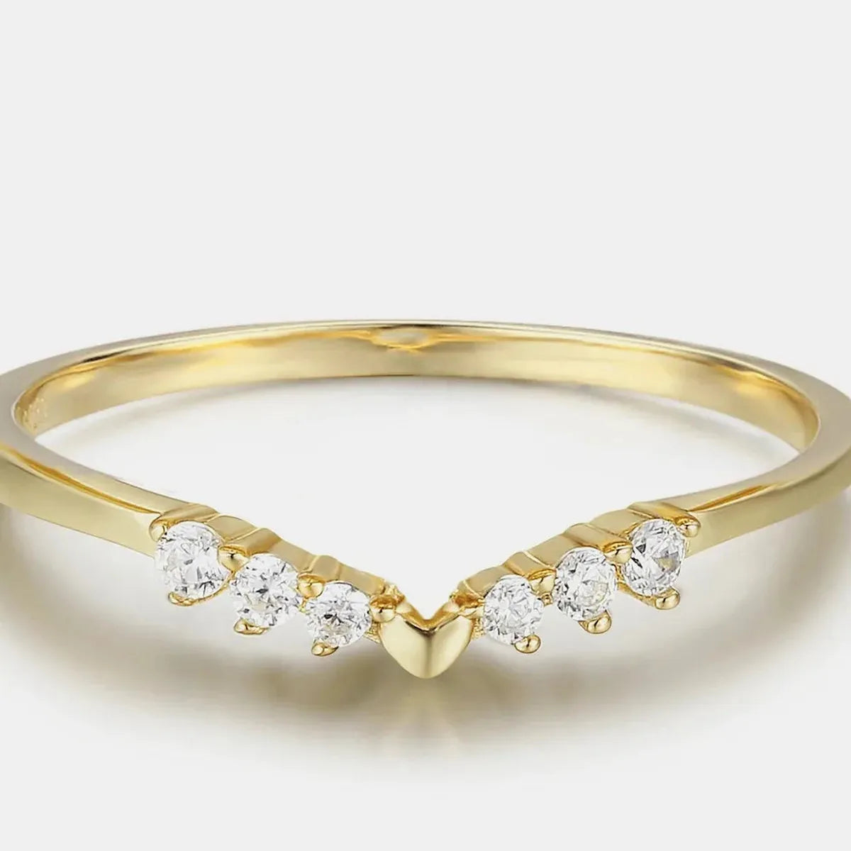 925 Sterling Silver Zircon Chevron Ring