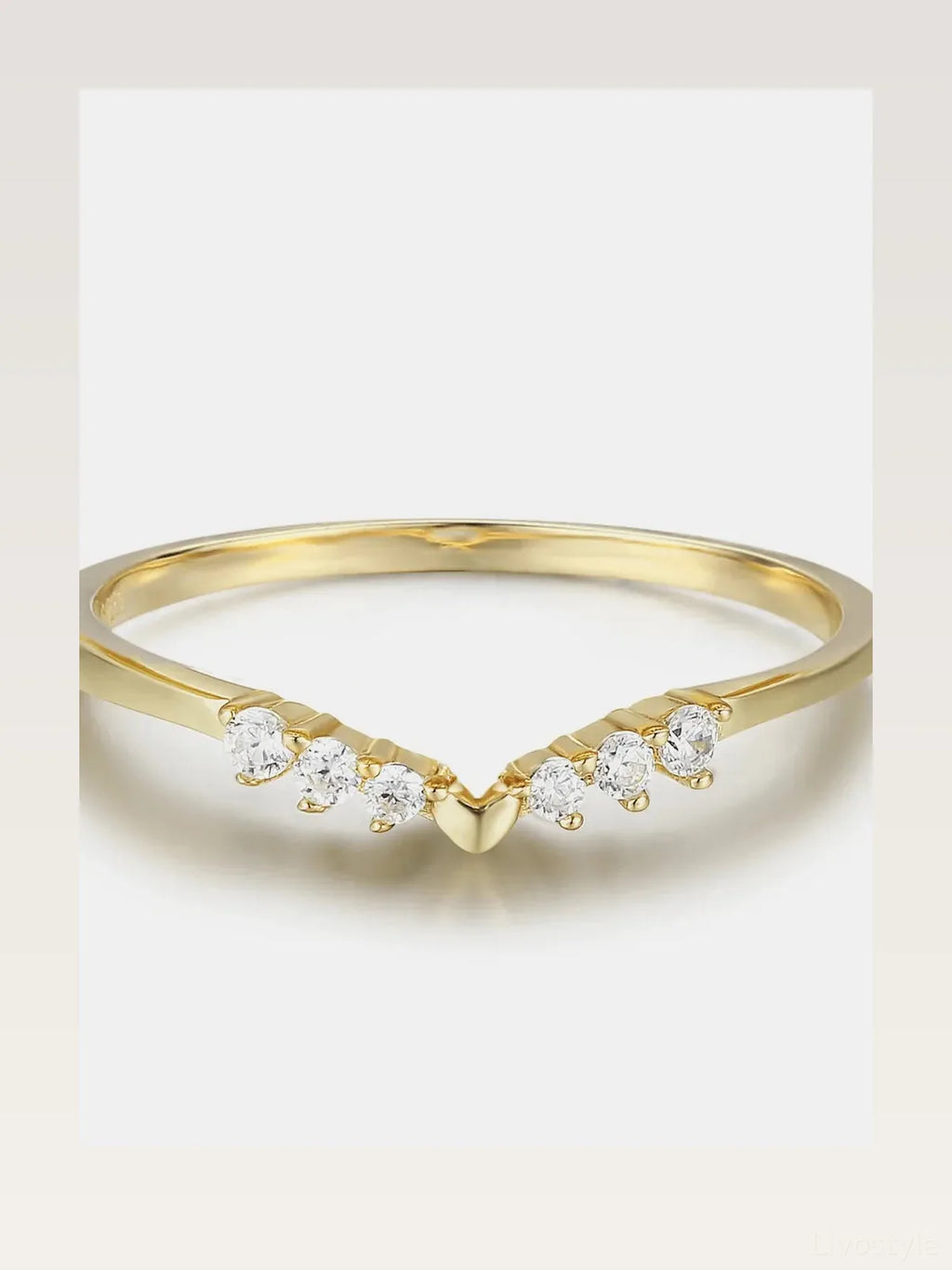 925 Sterling Silver Zircon Chevron Ring