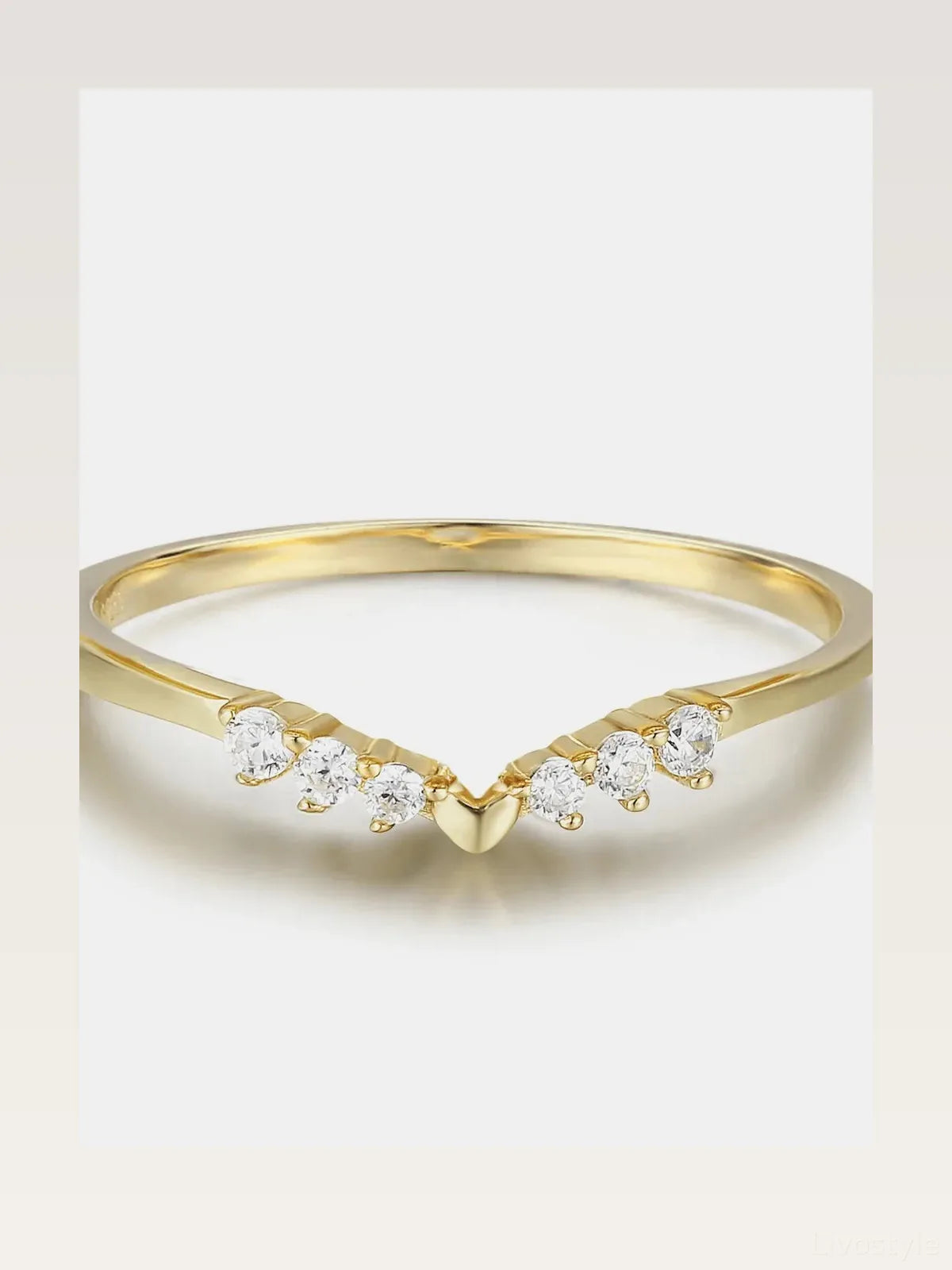 925 Sterling Silver Zircon Chevron Ring