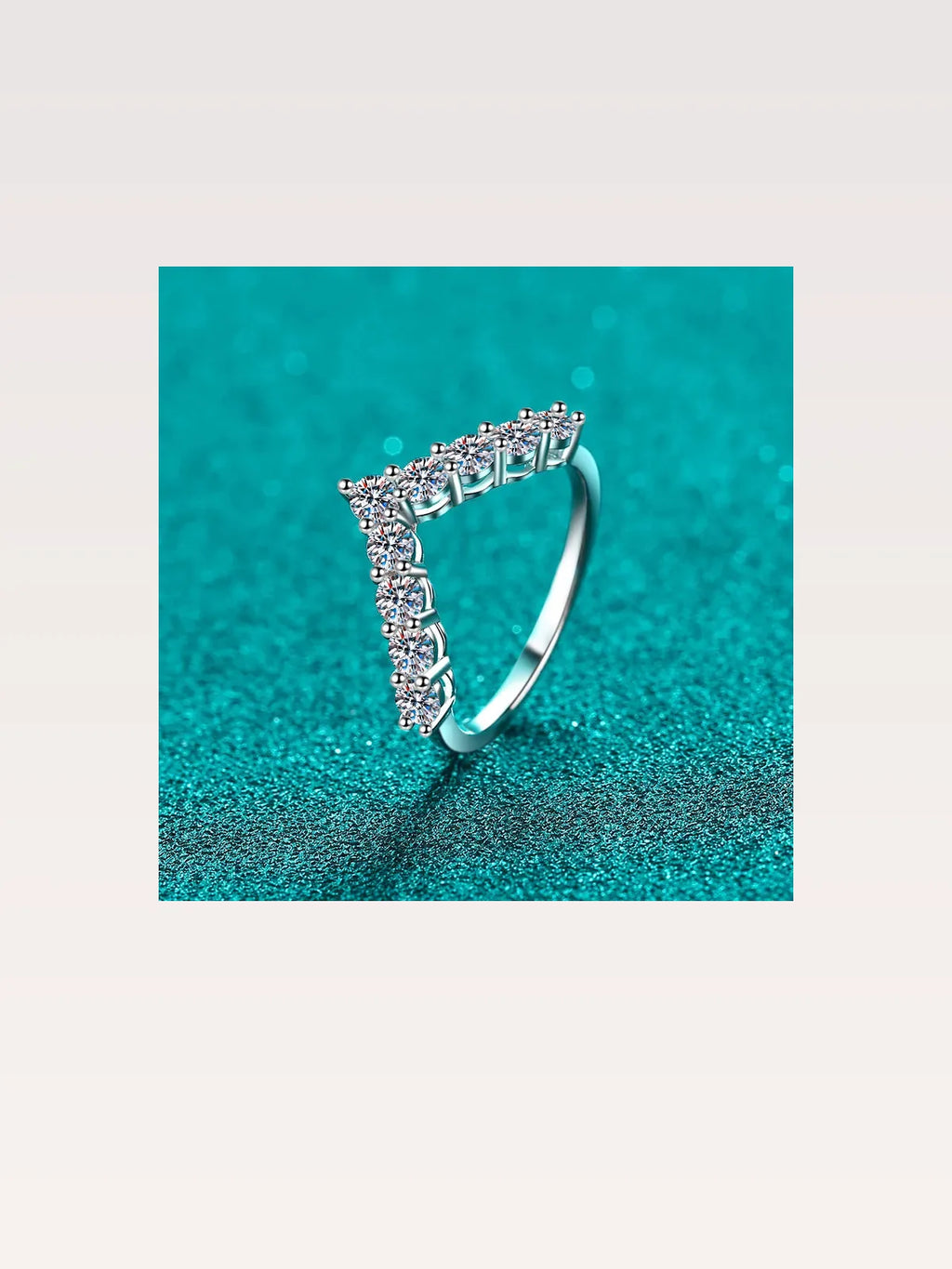 925 Sterling Silver Moissanite V-Shape Chevron Ring