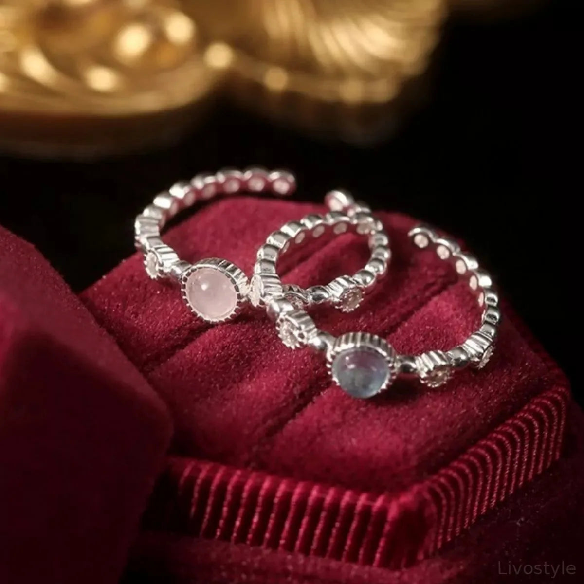 925 Sterling Silver Open Ring with Stone