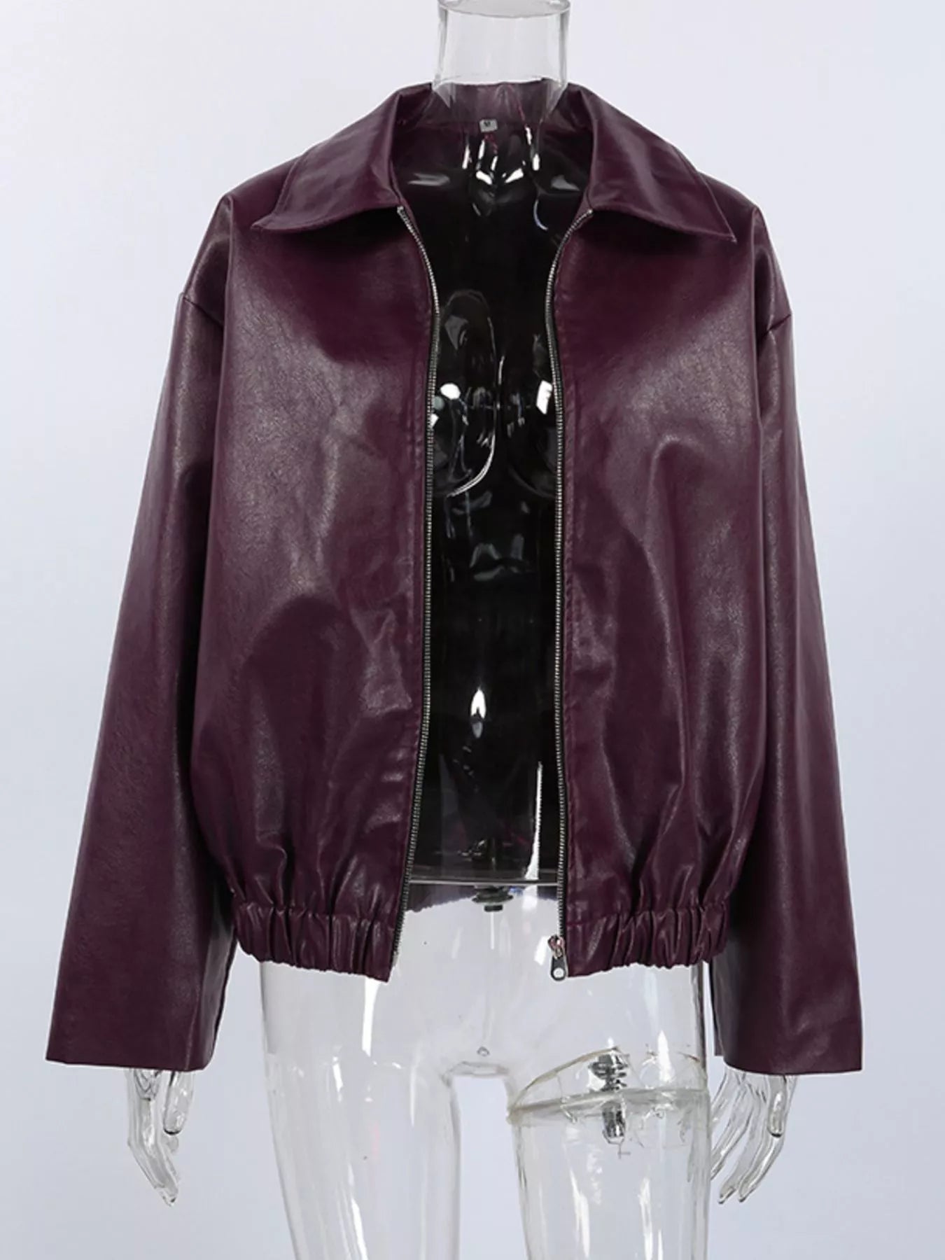 Faux Leather Zip Up Jacket