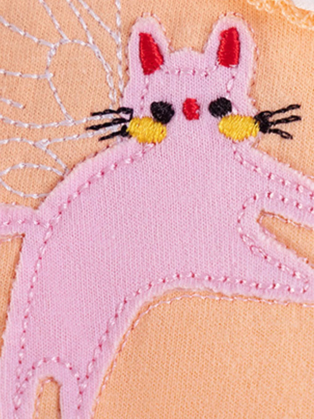 Children's Cartoon Applique Dress with Peter Pan Collar