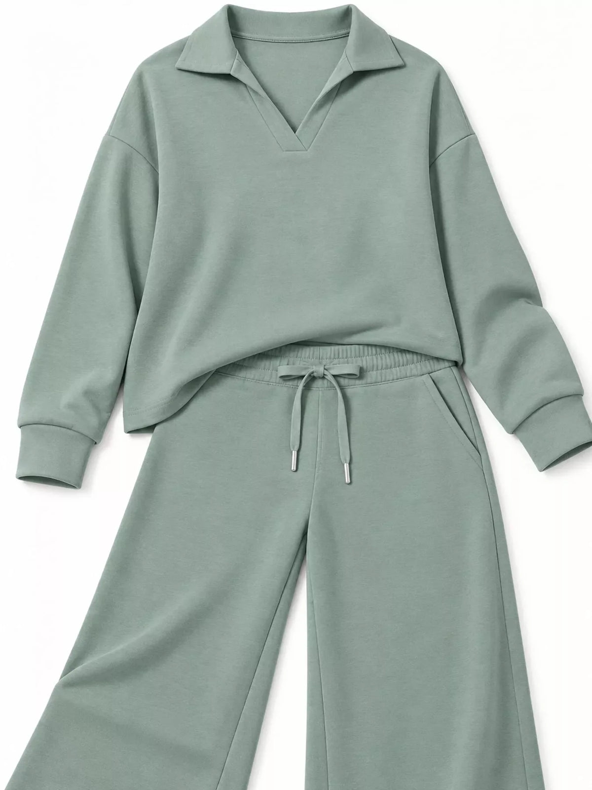 Dropped Shoulder Top and Pants Set