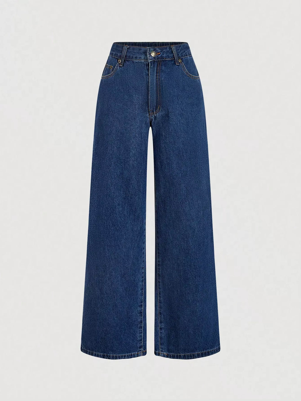 Halter Neck Denim Vest and Wide-Leg Jeans Set