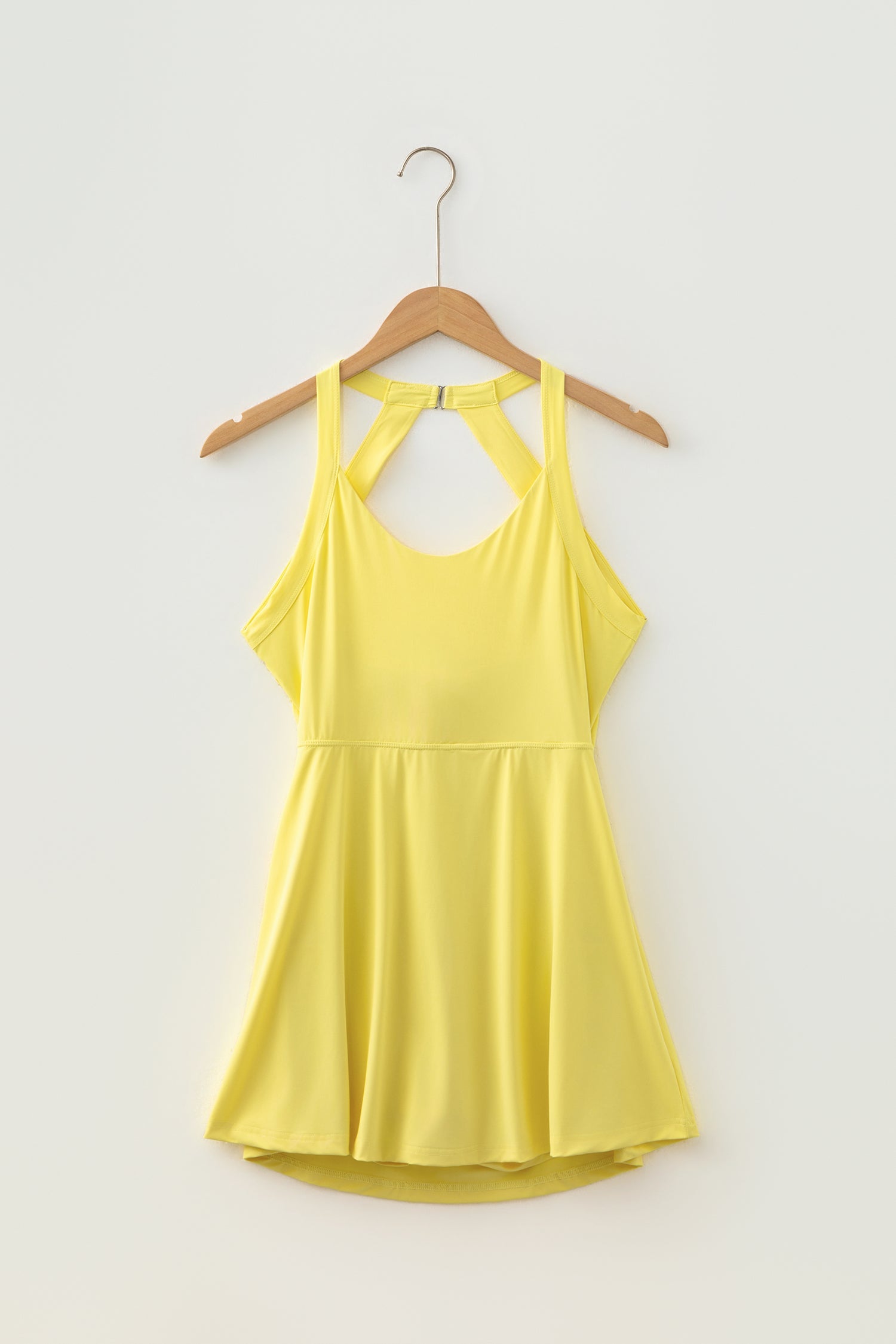 Yellow Cream Daring Back Cutout Active Mini Dress with Shorts