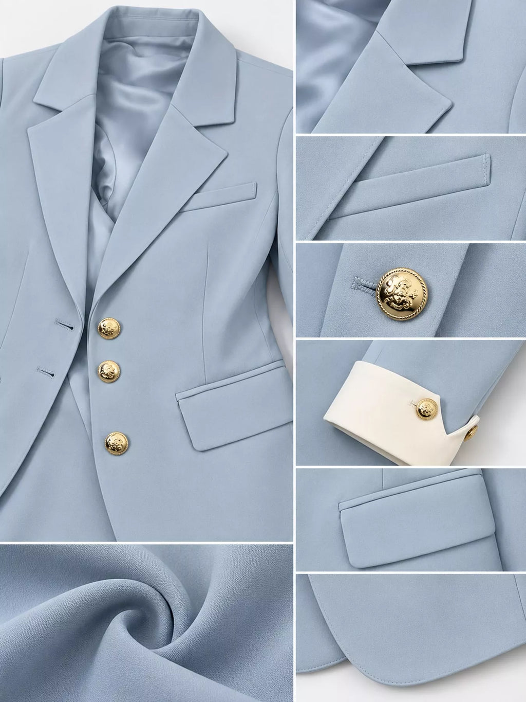 Full Size Single-Breasted Blazer with Gold Button Accents Plus Size