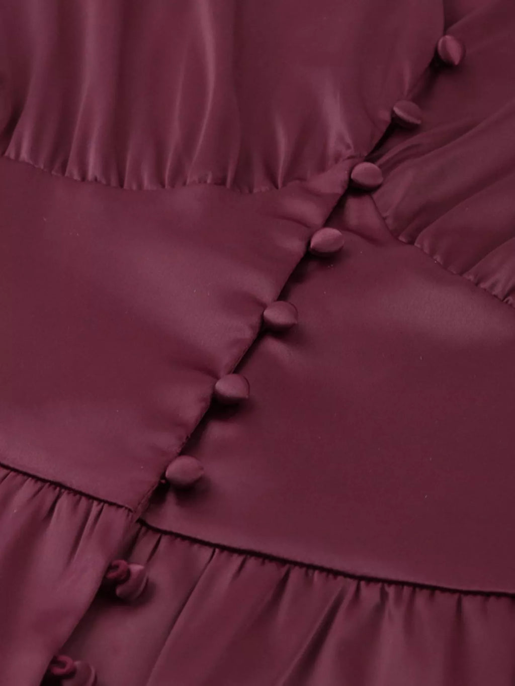 Elegant V-Neck Puff Sleeve Button-Down Midi Dress