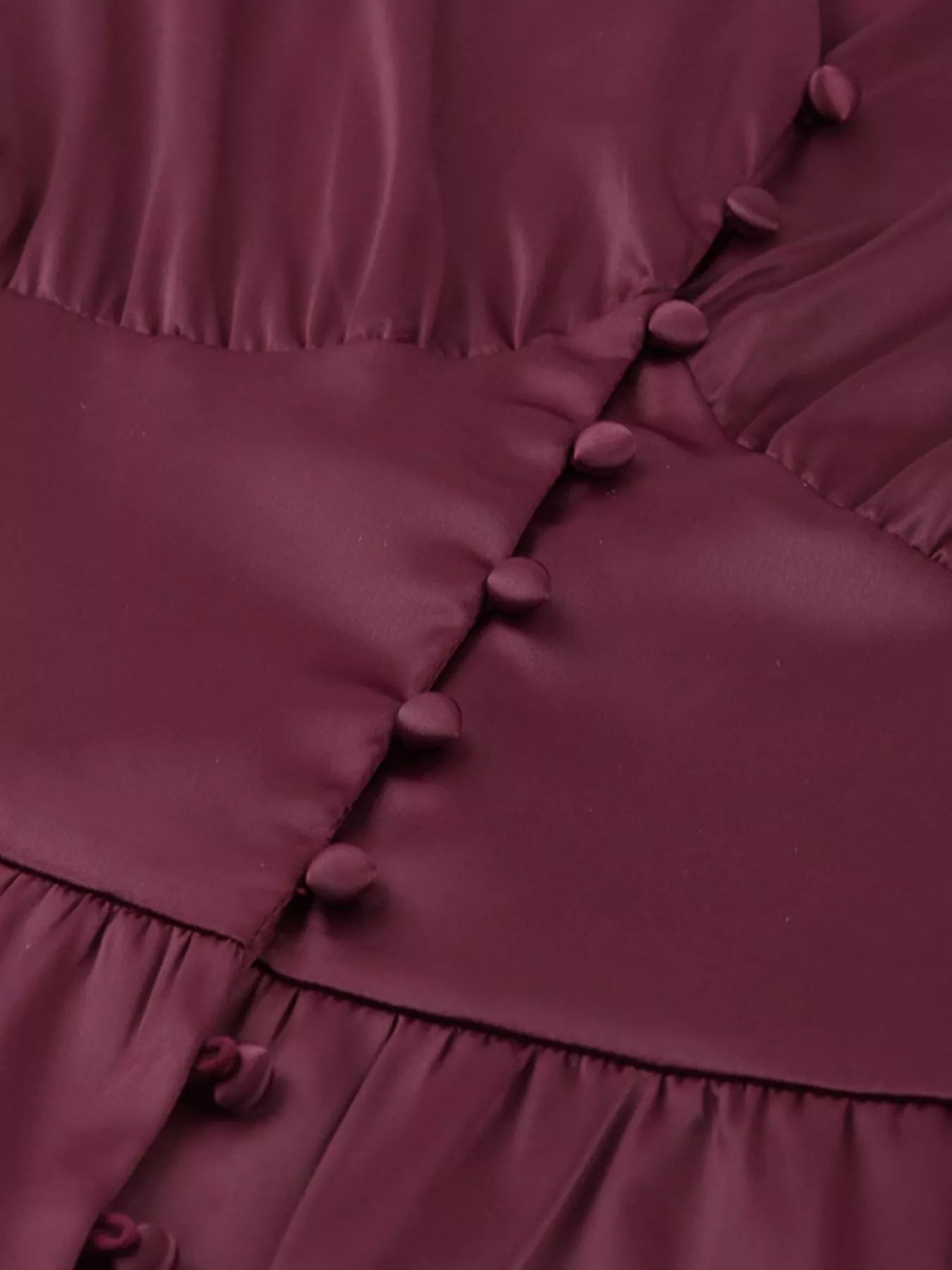 Elegant V-Neck Puff Sleeve Button-Down Midi Dress