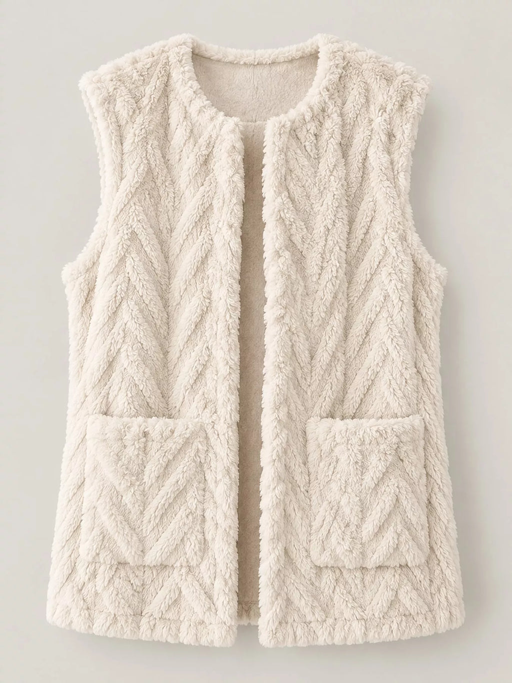 Sherpa Open Front Vest Coat