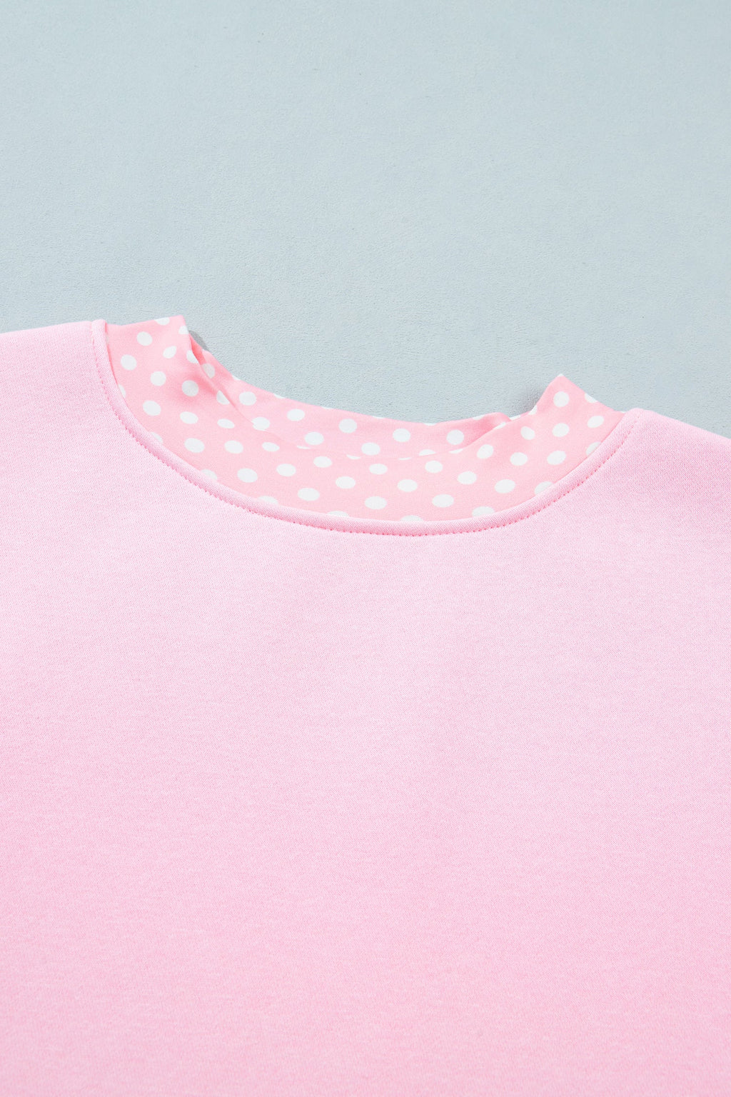 Polka Dot Contrast Trim Mock Neck Sweatshirt