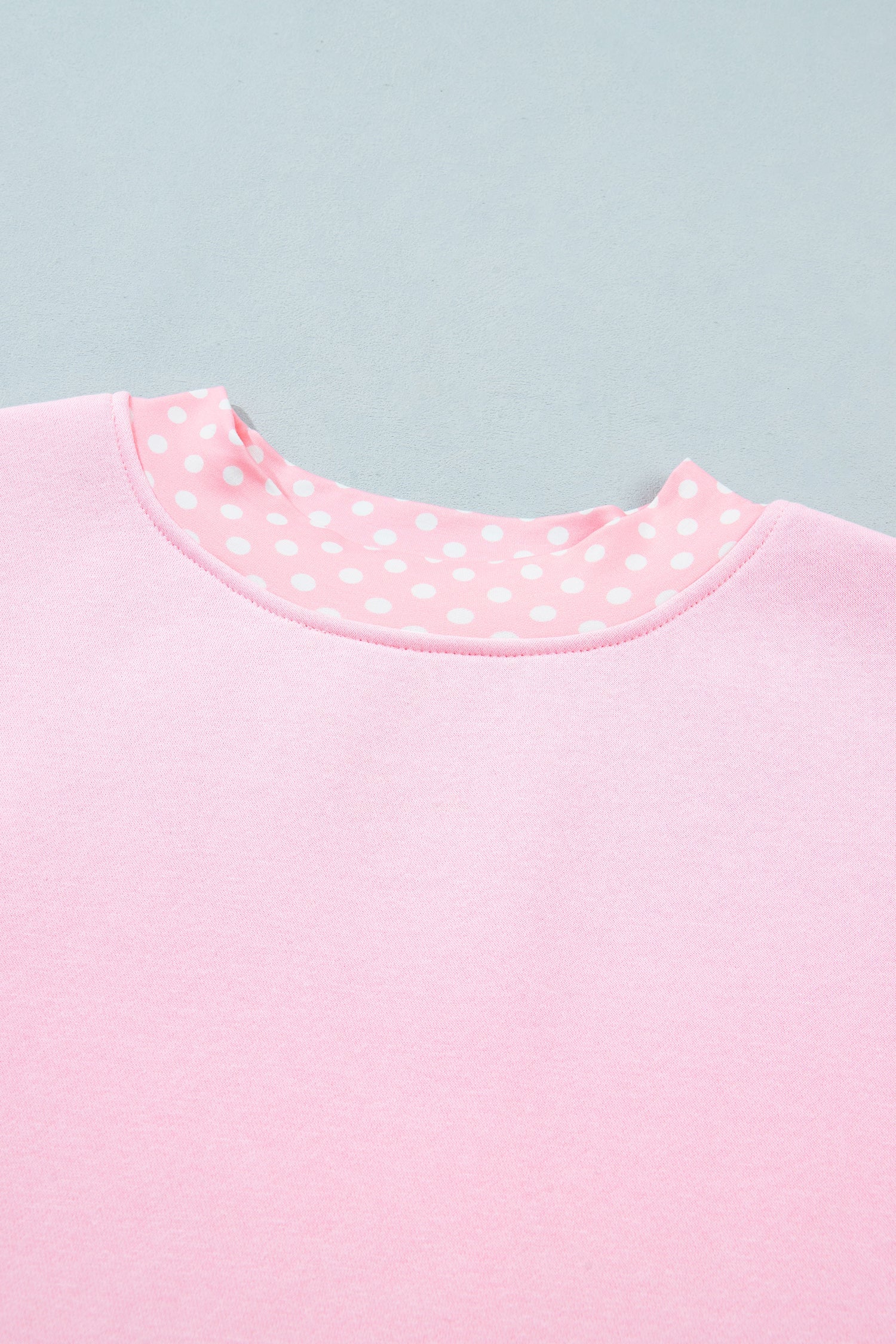 Polka Dot Contrast Trim Mock Neck Sweatshirt