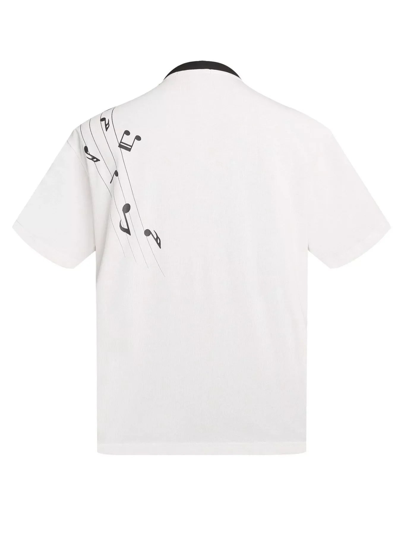 Men's Contrast Striped Music Print T-Shirt