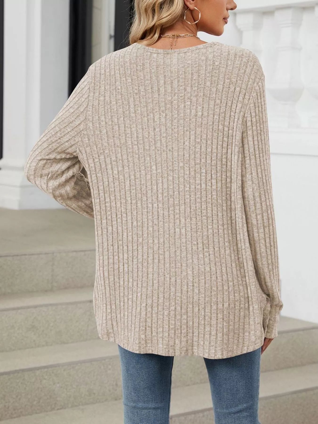 Ribbed Button-Up Cardigan