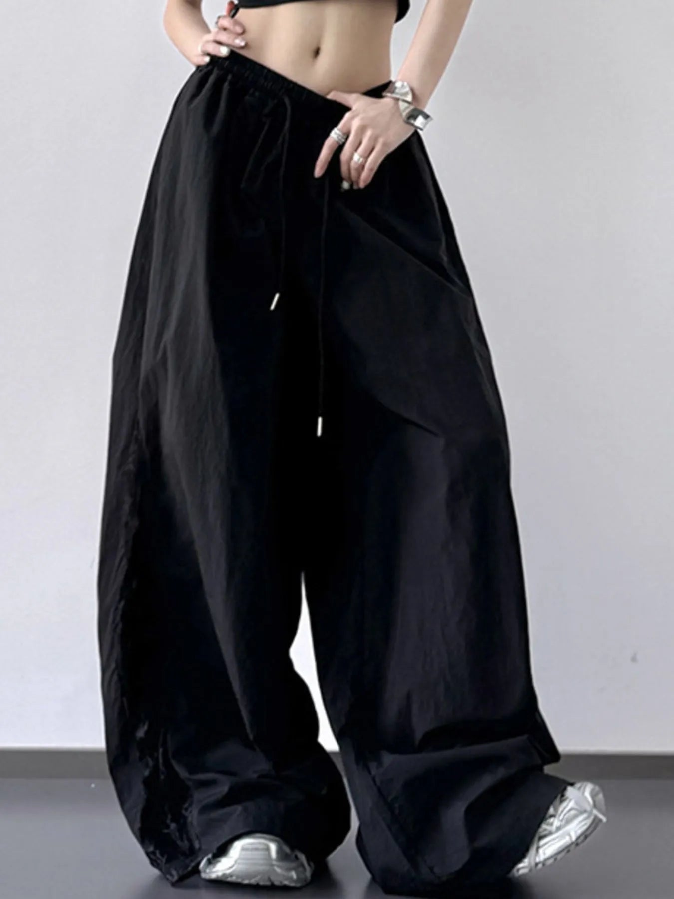 Elastic Waist Wide-Leg Pants