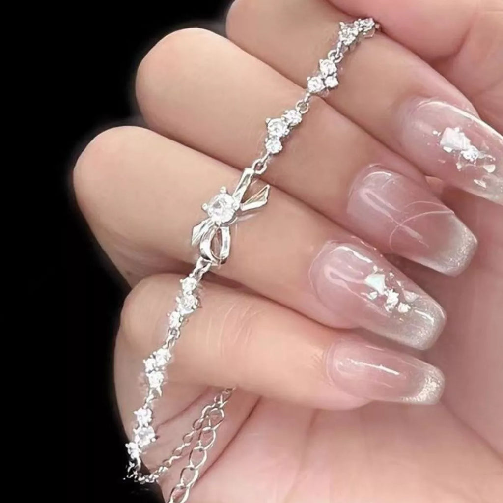 925 Sterling Silver Chain Bow Bracelet