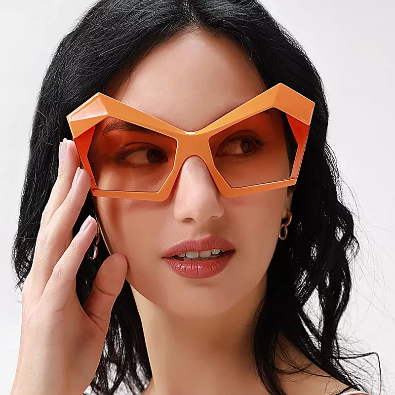 Oversized Geometric Orange Fashion Sunglasses