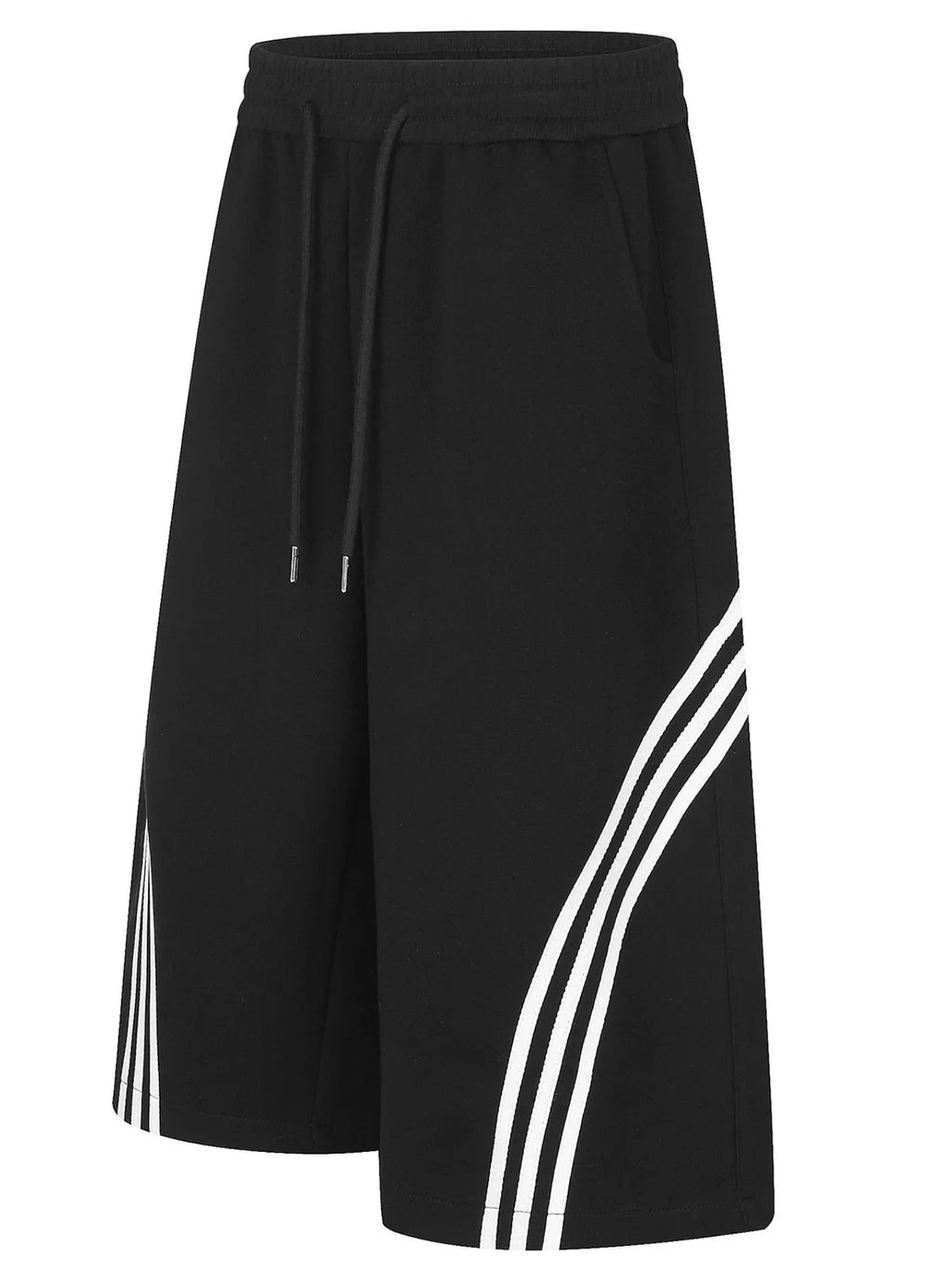Men's Striped Wide-Leg Cropped Pants